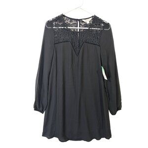 Decree Black Line Dress Collar With Lace Women's Size S NWT